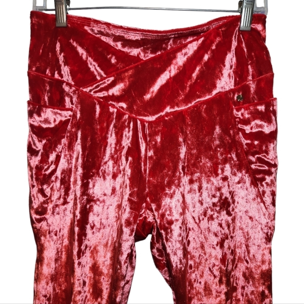 Fabletics High Waisted Crushed Velour Crossover Leggings Size L Velvet - Picture 4 of 9